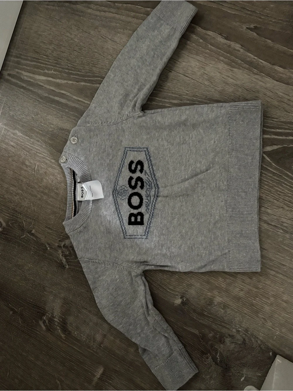 Boss Grey Knit Logo Sweater for Kids
